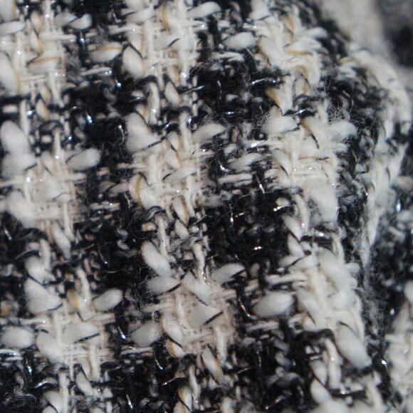 Blue B Collection Black White Office Preppy Tweed Mini Pencil Skirt  Size S - Picture 3 of 6